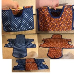 Reversible Blue and Orange Floral Hot Dish Carrier